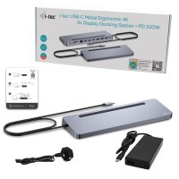 i-tec USB-C Metal Ergonomic 3x 4K Display Docking Station...