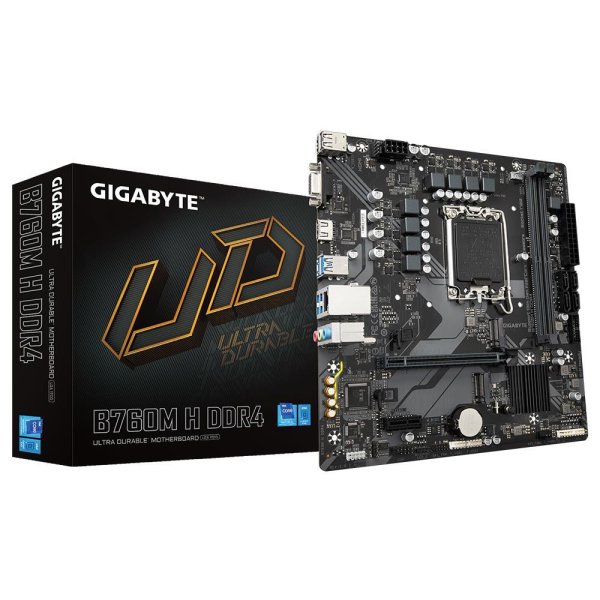 Gigabyte B760M H DDR4, Intel, LGA 1700, Intel® Celeron®, Intel® Pentium® Gold, LGA 1700, 64 GB, DDR4-SDRAM