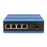 DIGITUS 4 Port Gigabit Ethernet Netzwerk Switch, Industrial, Unmanaged, 1 SFP Uplink