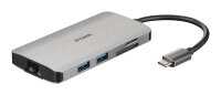 D-Link DUB-M810, Kabelgebunden, USB 3.2 Gen 1 (3.1 Gen 1) Type-C, 100 W, IEEE 802.3, IEEE 802.3ab, IEEE 802.3u, IEEE 802.3x, Silber, MicroSD (TransFlash), SD, SDHC, SDXC