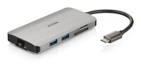 D-Link DUB-M810, Kabelgebunden, USB 3.2 Gen 1 (3.1 Gen 1) Type-C, 100 W, IEEE 802.3, IEEE 802.3ab, IEEE 802.3u, IEEE 802.3x, Silber, MicroSD (TransFlash), SD, SDHC, SDXC