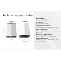 Netgear Orbi Pro WiFi 6 Tri-band Mesh System Router (SXR80), Grau, Weiß, Intern, Leistung, Tri-Band (2,4 GHz / 5 GHz / 5 GHz), Wi-Fi 6 (802.11ax), 802.11a, 802.11b, 802.11g, Wi-Fi 4 (802.11n), Wi-Fi 5 (802.11ac), Wi-Fi 6 (802.11ax)