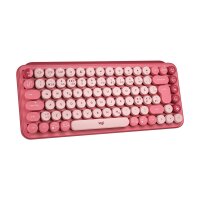 Logitech POP Keys Wireless Mechanical Keyboard With Emoji Keys, Mini, Kabellos, RF Wireless + Bluetooth, Mechanischer Switch, QWERTY, Burgund, Pink, Rose