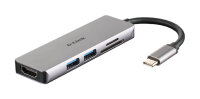 D-Link DUB-M530, Kabelgebunden, USB 3.2 Gen 1 (3.1 Gen 1) Type-C, Aluminium, Schwarz, MicroSD (TransFlash), SD, SDHC, SDXC, 5 Gbit/s, 4K Ultra HD