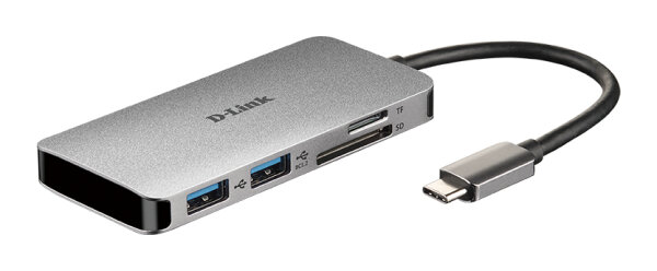 D-Link DUB-M610, Kabelgebunden, USB 3.2 Gen 1 (3.1 Gen 1) Type-C, 100 W, Aluminium, Schwarz, MicroSD (TransFlash), SD, SDHC, SDXC, 4K Ultra HD