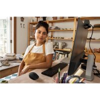 HP 710 Wiederaufladbare geräuschlose Maus, Beidhändig, RF Wireless + Bluetooth, 3000 DPI, Schwarz