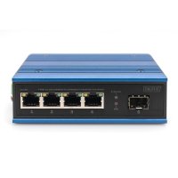 DIGITUS 4 Port Gigabit Ethernet Netzwerk PoE Switch, Industrial, Unmanaged, 1 SFP Uplink