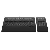 3Dconnexion Keyboard Pro with Numpad, Volle Größe (100%), Verkabelt & Kabellos, USB + RF Wireless + Bluetooth, Scherenschalter, QWERTY, Schwarz