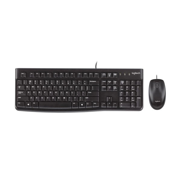 Logitech Desktop MK120, Volle Größe (100%), Kabelgebunden, USB, QWERTY, Schwarz, Maus enthalten