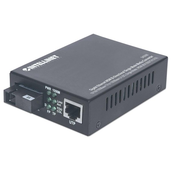 Intellinet Gigabit Ethernet WDM bidirektionaler Singlemode Medienkonverter, 10/100/1000Base-TX auf 1000Base-LX (SC) Singlemode, 20 km, WDM (RX1550/TX1310), 1000 Mbit/s, 10Base-T, 100Base-TX, 1000Base-TX, 1000Base-LX, IEEE 802.3, IEEE 802.3ab, IEEE 802.3u,