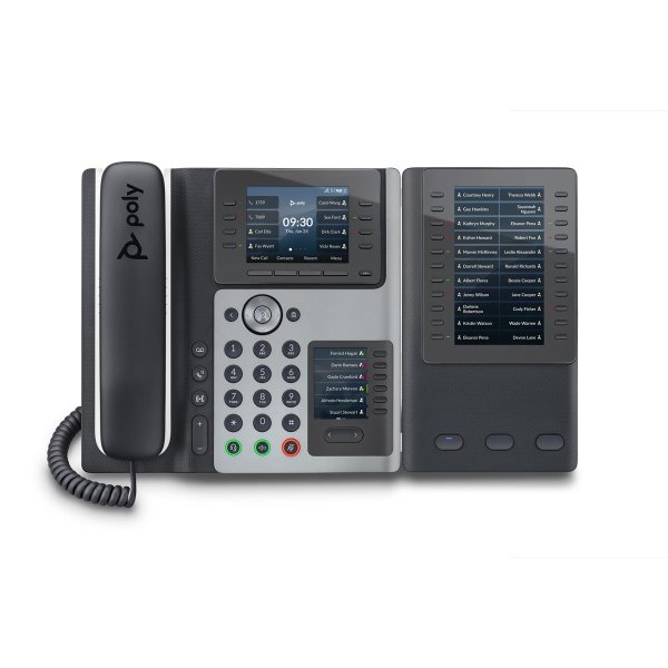 HP POLY Edge E450 IP Telefon und PoE-fähig, IP-Telefon, Schwarz, Kabelgebundenes Mobilteil, 8 Zeilen, IPS, 8,89 cm (3.5")