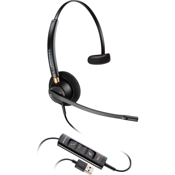 HP POLY EncorePro 515 Monaurales-Headset mit USB-A, zertifiziert für Microsoft Teams, Kabelgebunden, Anrufe/Musik, 55 g, Kopfhörer, Schwarz