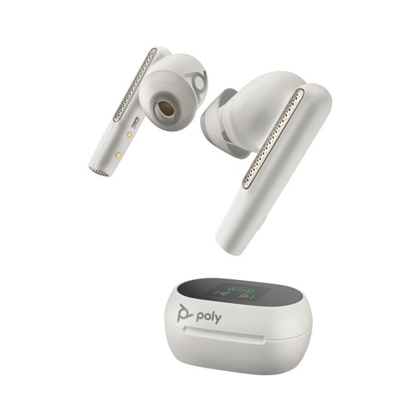 HP POLY Voyager Free 60+ UC M White Sand Earbuds +BT700 USB-A Adapter +Touchscreen-Ladeetui, Kabellos, Anrufe/Musik, Kopfhörer, Weiß