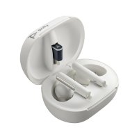 HP POLY Voyager Free 60+ UC White Sand Earbuds +BT700 USB-A Adapter +Touchscreen-Ladeetui, Kabellos, Anrufe/Musik, Kopfhörer, Weiß