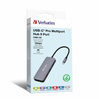 Verbatim CMH-09, USB Typ-C, HDMI, RJ-45, USB 3.2 Gen 1...