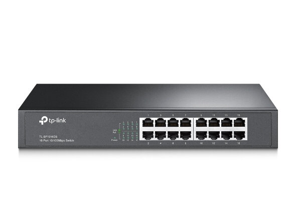 TP-LINK 16-Port-10/100Mbit/s-Switch, Unmanaged, Fast Ethernet (10/100), Rack-Einbau, 1U