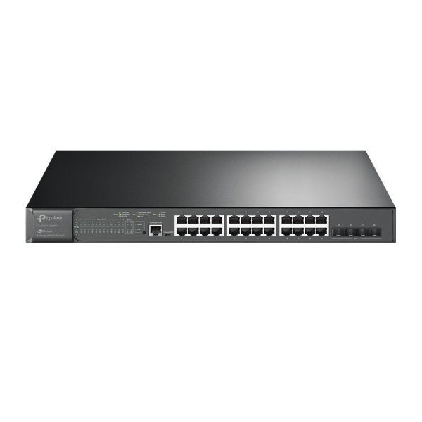 TP-LINK JetStream 24-Port Gigabit L2+-Managed-PoE+-Switch mit 4 10G-SFP+-Slots, Managed, L2+, Gigabit Ethernet (10/100/1000), Power over Ethernet (PoE), Rack-Einbau, 1U