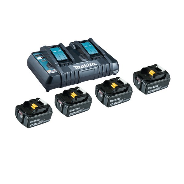 Makita 199483-0, Batterie- & Ladegerät-Set, Lithium-Ion (Li-Ion), 5 Ah, 18 V, Makita, 4 Stück(e)