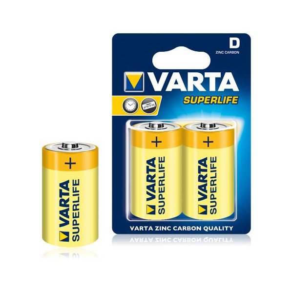 Varta 2020, Einwegbatterie, D, Zink-Karbon, 1,5 V, 2 Stück(e), Gelb