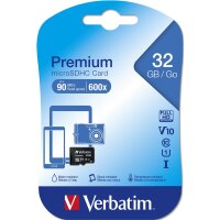 Verbatim Premium, 32 GB, MicroSDHC, Klasse 10, 10 MB/s,...