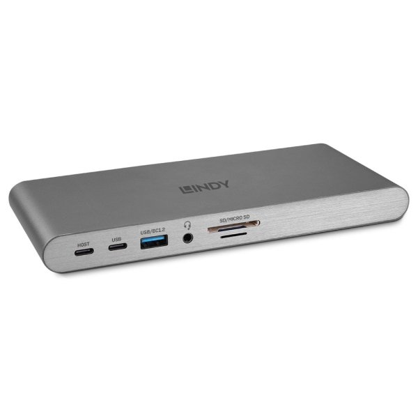 Lindy 43349, Kabelgebunden, USB 3.2 Gen 1 (3.1 Gen 1) Type-C, 100 W, 10,100,1000 Mbit/s, Silber, MicroSD (TransFlash), SD