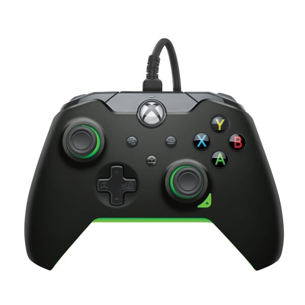 PDP Kabelgebundener Controller: Neon Black Für Xbox Series X|S, Xbox One und Windows 10/11, Gamepad, PC, Xbox One, Xbox Series S, Xbox Series X, D-Pad, Menü-Taste, Schaltfläche Teilen, View button, Analog / Digital, Kabelgebunden, USB