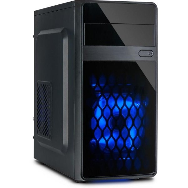 Inter-Tech MA-01 Micro, Micro Tower, PC, Schwarz, micro ATX, Blau, Taschenlüfter