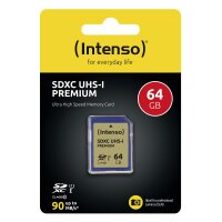 Intenso SD Karte UHS-I Premium, 64 GB, SDXC, Klasse 10,...