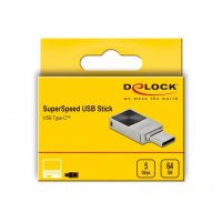 Delock 54084, 64 GB, USB Typ-C, 3.2 Gen 1 (3.1 Gen 1), 90 MB/s, Ohne Deckel, Silber