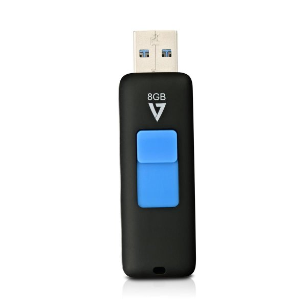 V7 Slider USB 3.0 -Stick 8 GB, 8 GB, USB Typ-A, 3.2 Gen 1 (3.1 Gen 1), 30 MB/s, Dia, Schwarz