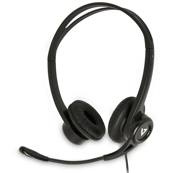 V7 Essentials USB Stereo-Headset mit Mikrofon, Kabelgebunden, Büro/Callcenter, 20 - 20000 Hz, 72,5 g, Kopfhörer, Schwarz