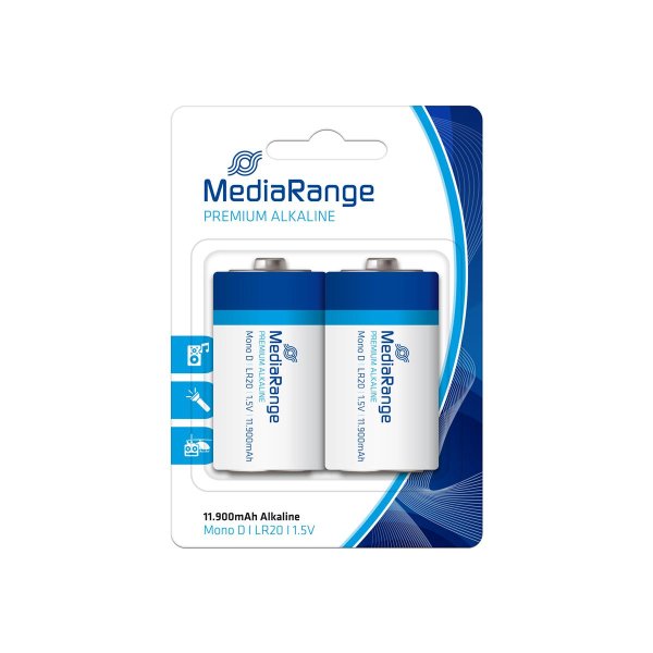 MEDIARANGE MRBAT109, Einwegbatterie, D, Alkali, 1,5 V, 2 Stück(e), 11900 mAh