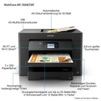 Epson WorkForce WF-7830DTWF, Tintenstrahl, Farbdruck, 4800 x 2400 DPI, Farbscan, A3, Schwarz