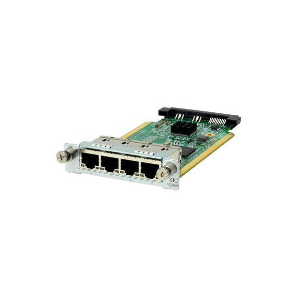 HPE MSR 4-port Gig-T Switch SIC Module, Gigabit Ethernet, 1000 Mbit/s, IEEE 802.3, IEEE 802.3ab, IEEE 802.3u, HP MSR, 81,3 x 137,2 x 20,3 mm, 140 g