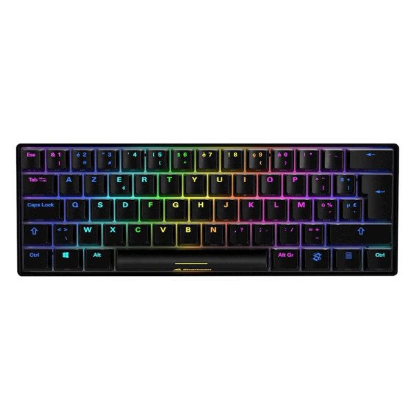 Sharkoon SGK50 S4, 60%, Kabelgebunden, USB, AZERTY, RGB-LED, Schwarz