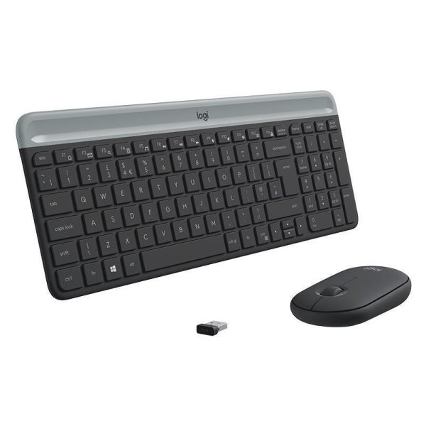 Logitech MK470, Volle Größe (100%), Kabellos, RF Wireless, QWERTY, Graphit, Maus enthalten