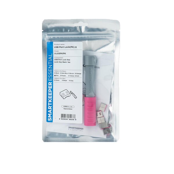 Smart Keeper UL03PKPK, Schnittstellenblockierung + Schlüssel, USB Typ-A, Pink, 1 Stück(e), Polybag, 130 mm