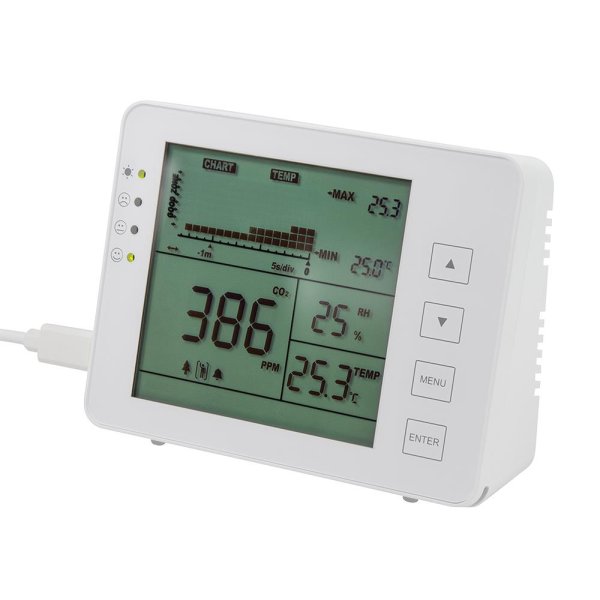 LogiLink CO2-Messgerät mit Ampel, Temperatur- & Luftfeuchtigkeitsanzeige, Weiß, Innen-Hygrometer, Innen-Thermometer, Hygrometer, Hygrometer, Thermometer, 1%, 0,1 °C