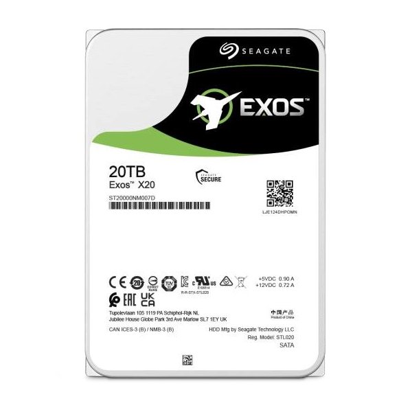 Seagate Enterprise Exos X20, 3.5", 20 TB, 7200 RPM