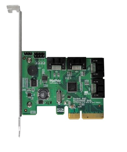 HighPoint RocketRAID 640L, PCIe, eSATA, Full-height / Low-profile, PC, 0, 1, 5, 10, JBOD, Windows 7 Home Basic, Windows 7 Home Basic x64, Windows 7 Home Premium, Windows 7 Home Premium...