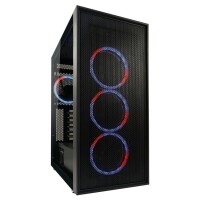 LC-Power Black_Wanderer_X, Midi Tower, PC, Schwarz, ATX, EATX, micro ATX, Mini-ITX, Metall, Kunststoff, 16 cm