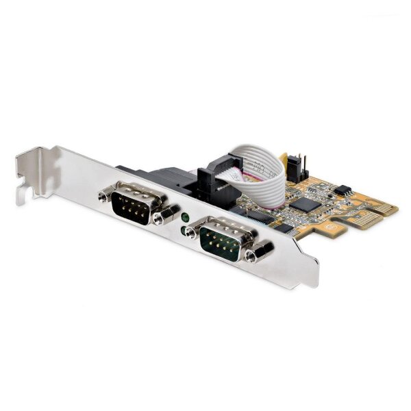 StarTech.com 2 Port PCI Express Serielle Schnittstellenkarte, PCIe auf RS232 (DB9), PC Serielle Karte/Erweiterungskarte, Voll-/Niedrigprofilblende, 2 Serielle Anschlüsse, 16C1050 UART, COM Retention, Windows/Linux, PCIe, Seriell, Full-height / Low-profile