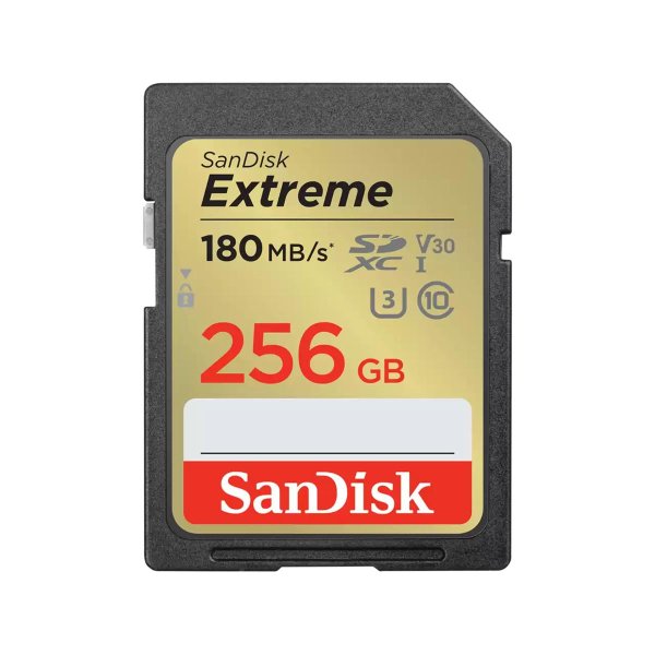 SanDisk Extreme, 256 GB, SDXC, Klasse 10, UHS-I, 180 MB/s, 130 MB/s