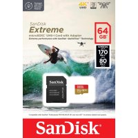 SanDisk Extreme, 64 GB, MicroSDXC, Klasse 10, UHS-I, 170 MB/s, 80 MB/s