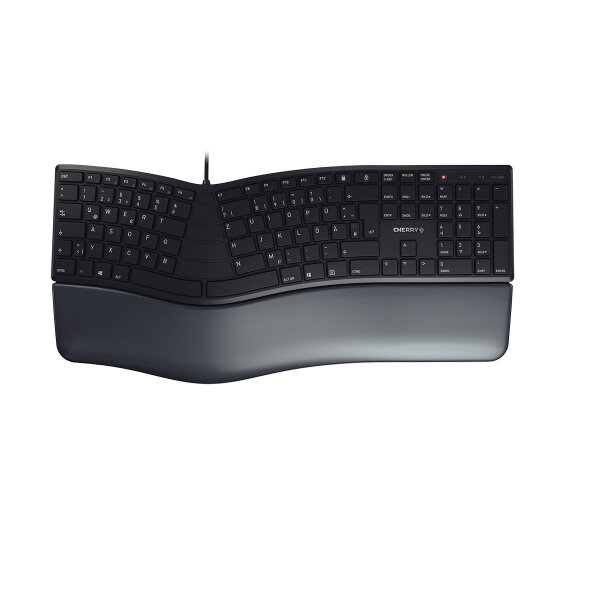 Cherry KC 4500 ERGO Kabelgebundene Ergonomische Tastatur, Schwarz, USB (QWERTZ - DE), Volle Größe (100%), Kabelgebunden, USB, QWERTZ, Schwarz