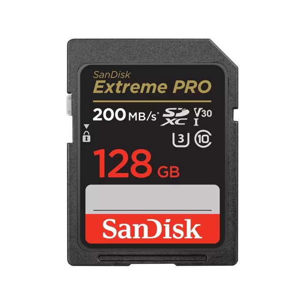 SanDisk Extreme PRO, 128 GB, SDXC, Klasse 10, UHS-I, 200 MB/s, 90 MB/s