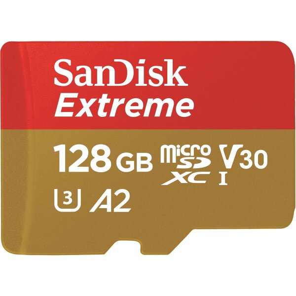 SanDisk Extreme, 128 GB, MicroSDXC, 160 MB/s, 90 MB/s, Class 3 (U3), V30