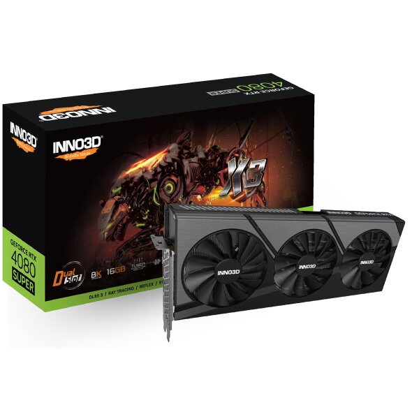 Inno3D GEFORCE RTX 4080 SUPER X3, GeForce RTX 4080 SUPER, 16 GB, GDDR6X, 256 Bit, 7680 x 4320 Pixel, PCI Express x16 4.0