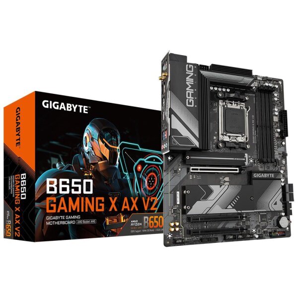 Gigabyte B650 GAMING X AX V2, AMD, Sockel AM5, AMD Ryzen™ 5, AMD Ryzen 7 7th Gen, AMD Ryzen 9 7th Gen, Sockel AM5, 192 GB, DDR5-SDRAM