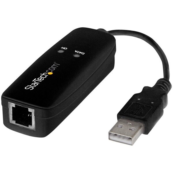 StarTech.com USB 2.0 Faxmodem - 56K Externes DialUp V.92 Modem/Dongle/Adapter - Computer/Laptop Faxmodem - USB auf Telefonbuchse - USB Datenmodem - Netzwerk Fax/CMR/POS, 56 Kbit/s, USB 2.0, Conexant - CX93010-21Z, 56 Kbps Down, 36.6 Kbps Up, 14.4 Kbps Fax